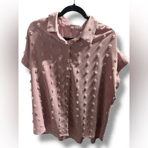 XL Rose Button down blouse